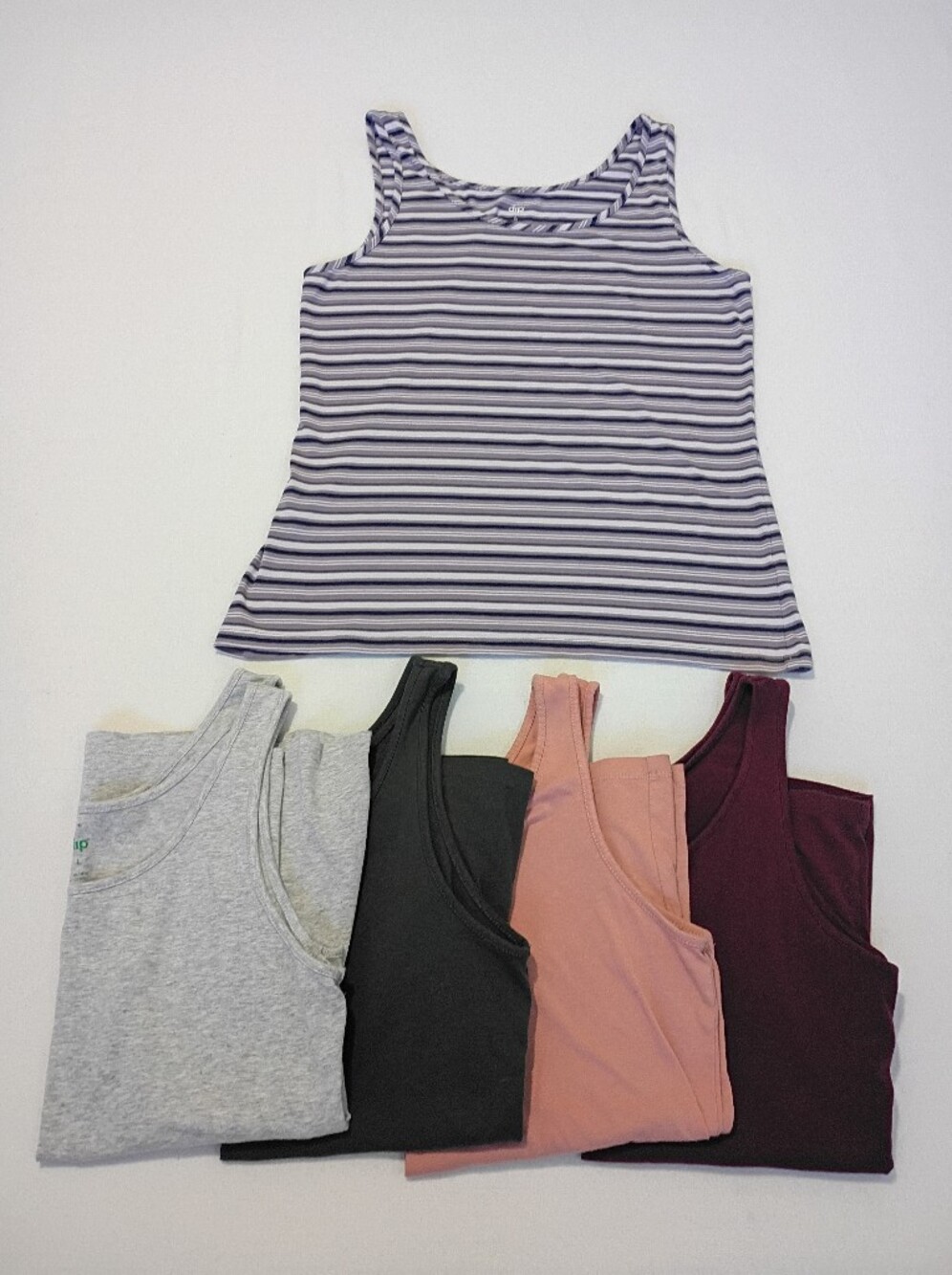 Lot of 5 Dip Brand Tank Tops Size L Striped Purple, Pink, Grey, Green, Maroon